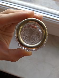 Хрустальная солонка с ободком из серебра 875 пробы, СССР.
