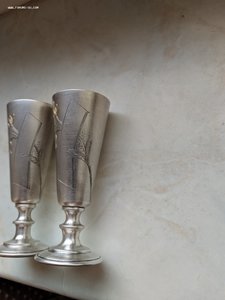 Две серебряные рюмки с позолотой, 875 проба. Завод Мельхиз.