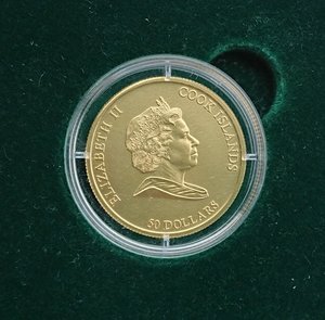 50 долларов 2008 Острова Кука Меркурий - Au999 вес: 7,78 гр