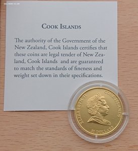 50 долларов 2008 Острова Кука Меркурий - Au999 вес: 7,78 гр