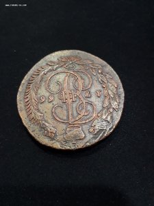 5 коп.1766г.ММ перечекан из 10 коп.барабаны.