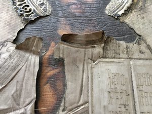 Господь Вседержитель. Серебро 84 пробы. Астрахань. Киот орех