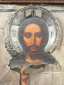Господь Вседержитель. Серебро 84 пробы. Астрахань. Киот орех