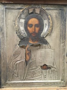 Господь Вседержитель. Серебро 84 пробы. Астрахань. Киот орех
