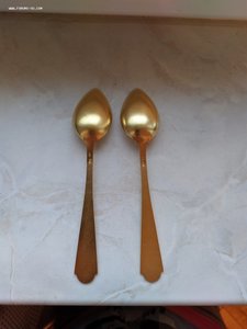 Две серебряные чайные ложки, 875 проба, эмаль