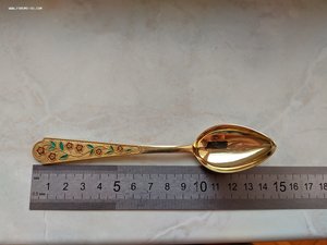 Две серебряные чайные ложки, 875 проба, эмаль