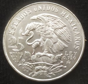 25 песо 1968 (Мексика) коллекц.монета.