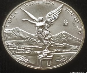 1 онза 2001 (Мексика) коллекц.монета.