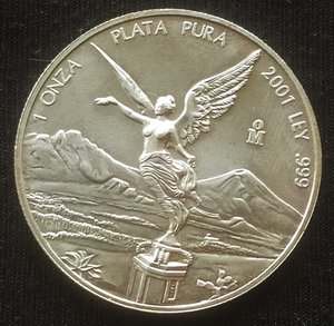 1 онза 2001 (Мексика) коллекц.монета.