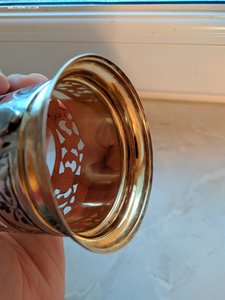 Серебряный подстаканник с позолотой, 875 проба