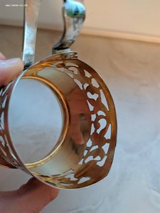 Серебряный подстаканник с позолотой, 875 проба