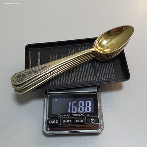 Набор чайных ложек. Северная чернь. Серебро 875 пр. По 40р/г