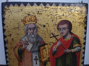 Греческая икона. Святые "Модест Иерусалимский и Мамант К."