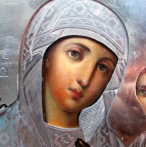 Икона "Тихвинской Божией Матери" Оклад серебро 84 пр В.С. 18