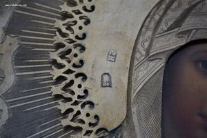 Икона "Тихвинской Божией Матери" Оклад серебро 84 пр В.С. 18