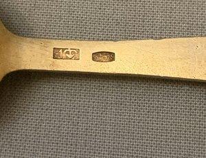 Редкая кофейная ложка СССР. серебро 925 + эмаль