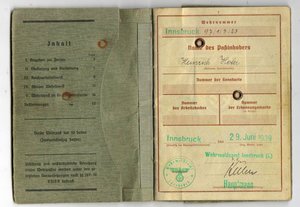 Военный билет 2-го образца (Wehrpaß) Luftwaffe