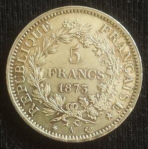5 франков 1873 А "Геркулес" (Франция)