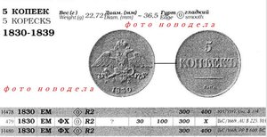 5 копеек 1830 года ЕМ-ФХ