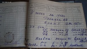 Личная лётная книжка 1941-1942 год