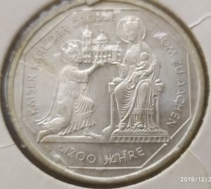 10 марок 2000 г. "1200 лет Собору в Аахене" (ФРГ)