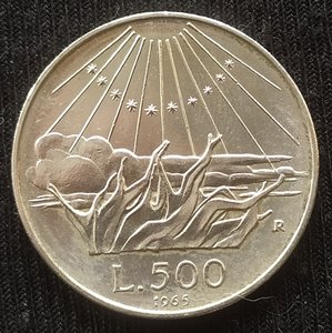 500 лир 1965 (Италия) "700 лет рожд. Данте Алигьери"