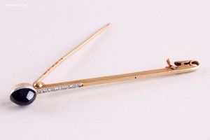 Брошь Сапфир более 2 ct. СССР Золото 583 проба.