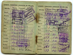 Комсомольский билет со вкладышем, 1932 год.