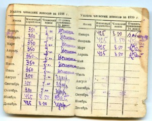 Комсомольский билет со вкладышем, 1932 год.