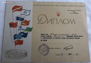 Грамоты на Председателя Спорткомитета ГССР