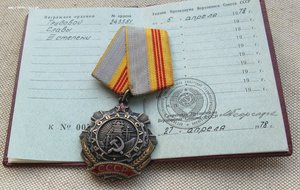 Орден Трудовой Славы 3й степени, документ 243351