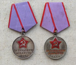 Медаль за Трудовую доблесть 1973, 1981 на одного , документы