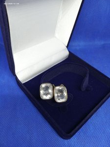 Запонки. Серебро 875. Хрусталь прямоуголный