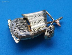 Брошь - Ладья, Галера 60-е годы, латунь, чернение - РЕДКАЯ!!
