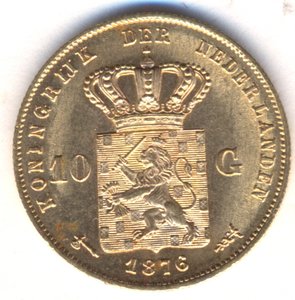10 гульденов 1876 г. - Нидерланды.