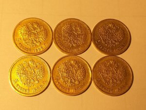 6 золотых  пятерок  Николая2 1898г.