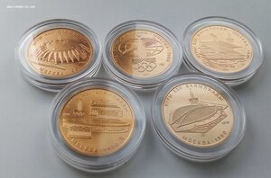 Золото. 100 рублей Олимпиада 80 ! 5 разных