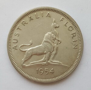 Австралия 1 флорин 1954 года ( UNC ) Визит Елизаветы II