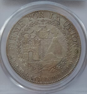 Южное Перу 8 реалов 1838 года ( PCGS AU55 )