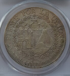 Южное Перу 8 реалов 1838 года ( PCGS AU55 )