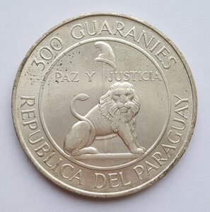 Парагвай 300 гуарани 1968 года ( UNC ) 4-й срок А.Стресснера
