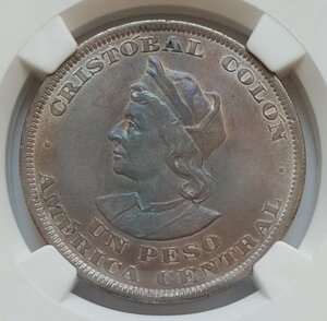 Сальвадор 1 песо 1894 года ( NGC aUNC )