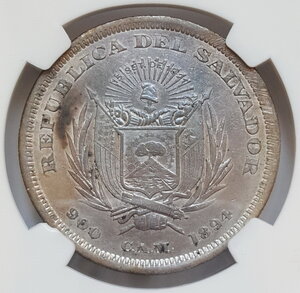 Сальвадор 1 песо 1894 года ( NGC aUNC )