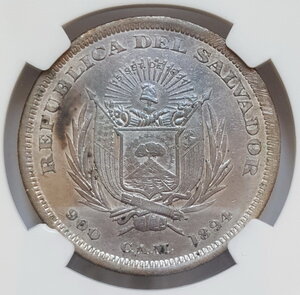 Сальвадор 1 песо 1894 года ( NGC aUNC )