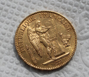 20 франков 1877г, золото.