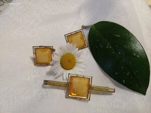 Запонки+зажим для галстука, Янтарь!