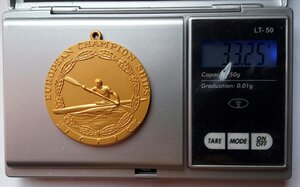Золотая медаль чемпионата Европы 1960 г., байдарка.