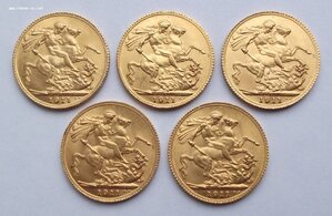 ЗОЛОТО - СОВЕРЕНЫ - 6 монет