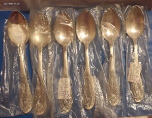 Ложки десертные серебро 875 пр. 6шт. ЗиД, в упаковке