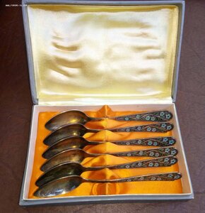 Набор чайных ложек. Серебро 875. СССР.